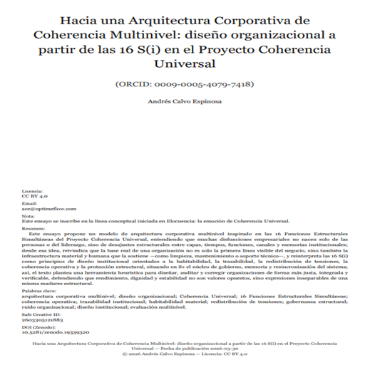 Hacia una Arquitectura Corporativa de Coherencia Multinivel: diseño organizacional a partir de las 16 S(i) en el Proyecto Coherencia Universal