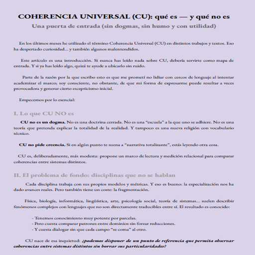 COHERENCIA UNIVERSAL (CU): qué es — y qué no es