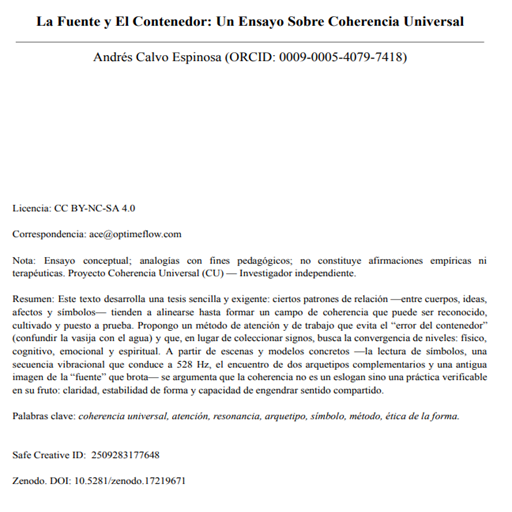 La Fuente y El Contenedor: Un Ensayo Sobre Coherencia Universal